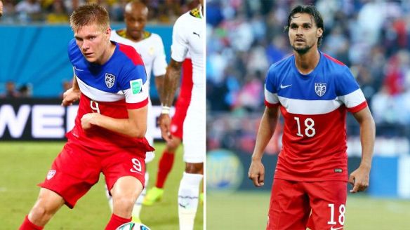 With Jozy Altidore ruled out of Sunday's Group G match against Portugal, manager Jurgen Klinsmann has two choices at striker: Aron Johannsson (left), or Chris Wondolowski (right). Credit: ESPN FC